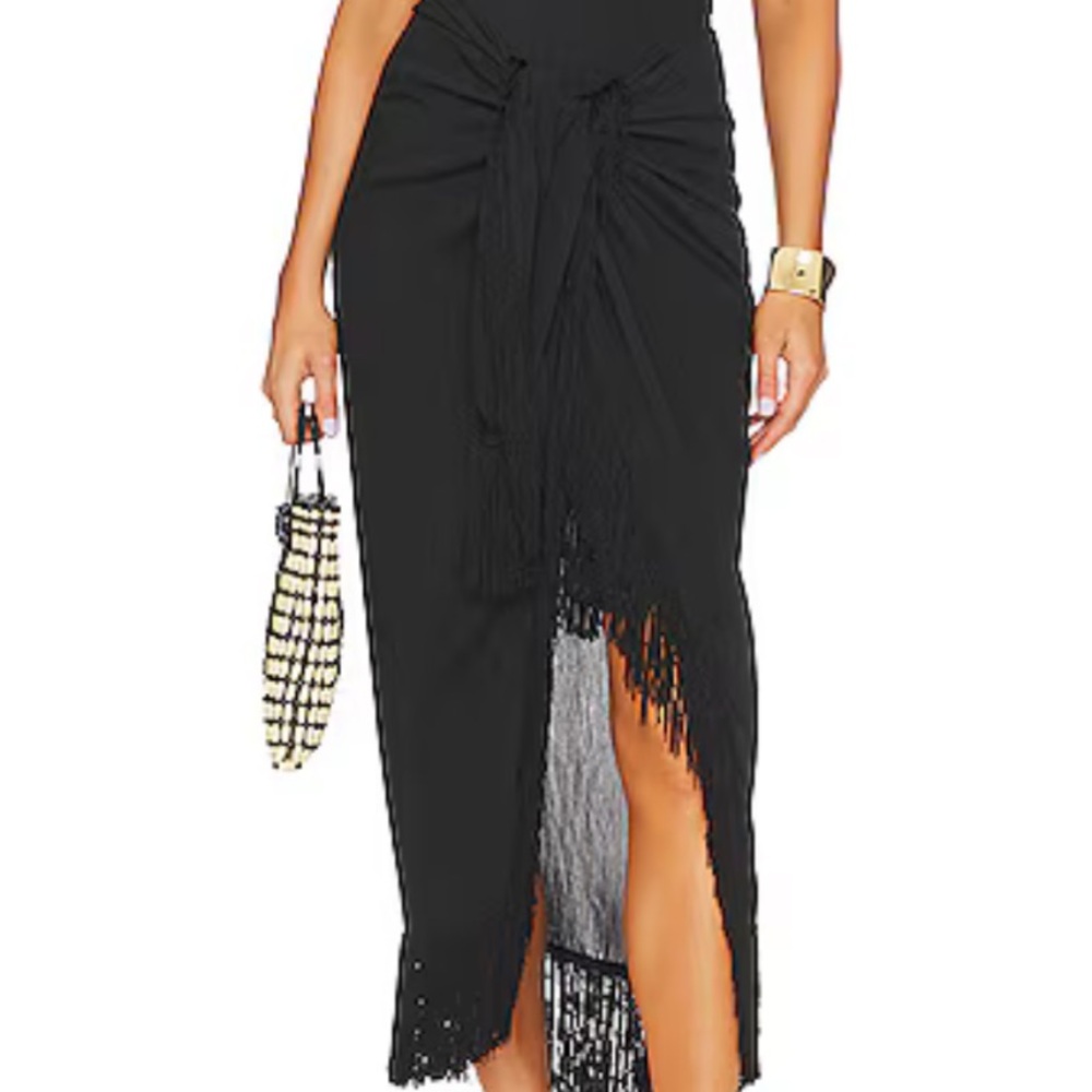 Jonathan Simkhai Elegant Black Fringe Skirt